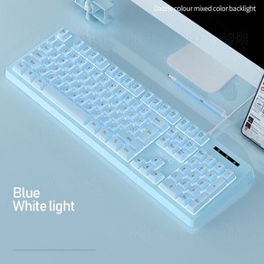 무선 기계식 블루투스 키보드 핑크 블루 게이밍 기계적 느낌 유선 USB RGB 백라이트 컬러 매칭 104 키 PC 홈 오피스 게이머 용, 한개옵션2, blue, 한개옵션1