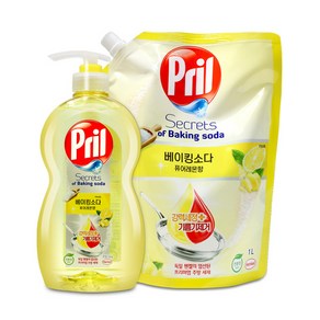 프릴 주방세제 베이킹소다 퓨어레몬 700ml + 리필 1000ml, 1개, 1.7L