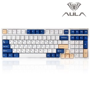 독거미 AULA F98 PBT RGB 풀윤활 유무선 기계식 키보드 한글 (회목축), 블루+화이트+핑크, AULA F98 한글