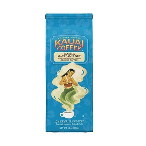 Kauai Hawaiian Gound Coffee Vanilla Macadamia Nu 카우아이 하와이산 분쇄 커피 바닐라 마카다미아 너트 맛 - 하와이 최대 재배지에서 생산, 283g, 1개