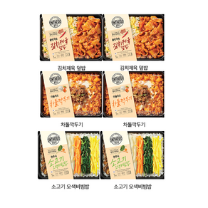 아워홈 온더고 김치제육 비빔밥 차돌깍두기 (3종 6개묶음), 310g