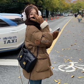 오르난 여성 박시 심플 벨티드 패딩 R6887