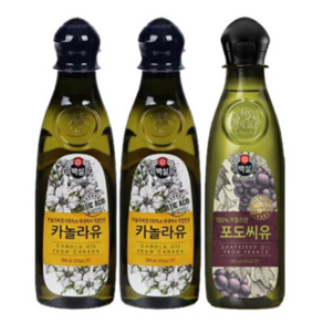 백앤 백설 카놀라유 2p + 포도씨유, 500ml, 1세트