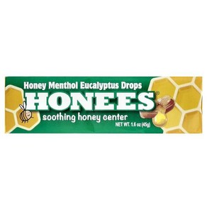 허니즈 Honees 허니 멘톨 꿀 유칼립투스 드롭스 기침 사탕 목 캔디 9개입 45g(1.6oz), 1개