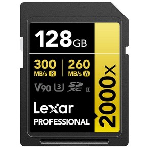 렉사 프로패셔널 2000x 128GB SDXC UHS-II 카드 최대 300MB/s 읽기 DSLR용 시네마 품질 비디오 카메라 (LSD2000128G-BNNNU), 싱글_256GB, 1개