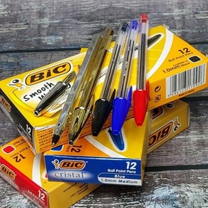 BiC 빅 크리스탈 1.0mm 유성볼펜 1다스(12자루), 실버(블랙잉크)