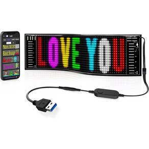 LED 매트릭스 픽셀 패널 스크롤링 광고 LED 신호 USB 5V LED 자동차 사인 블루투스 앱 제어, 16x96 LEDs 12x59 CM, 1개