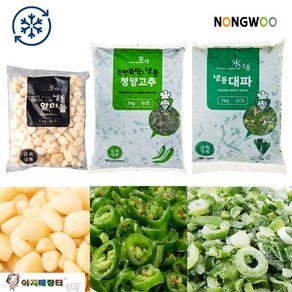 냉동 청양고추 대파 깐마늘 3종세트(각1kg), 1세트, 3KG