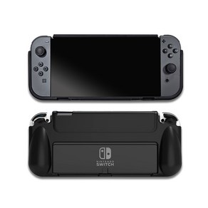 nintendo switch OLED 그립 커버 케이스, 블랙, 1개