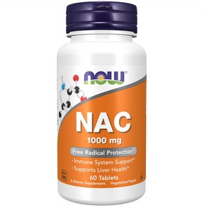 NAC 고함량 1000mg 글루타치온 생성 나우푸드 NOW 1개60정, 1개, 60정