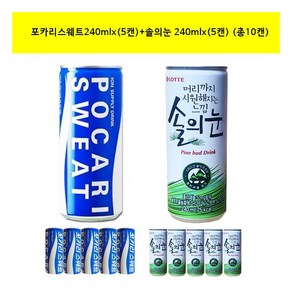 [동아오츠카] 포카리스웨트240ml x(5캔)+솔의눈240mlx(5캔)(총10캔)/이온음료, 10개, 240ml