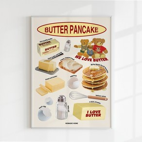 노마딕홈 인테리어 디저트 버터 팬케이크 카페 포스터, BUTTER PANCAKE