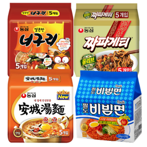 베스트상품 기획팩 너구리5p+짜파게티5p+안성탕면5p+팔도비빔면5p