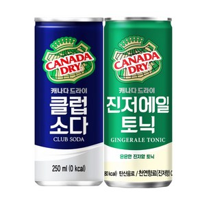 캐나다드라이 진저에일 250mlx15캔+클럽소다 250mlx15캔, 30개, 250ml