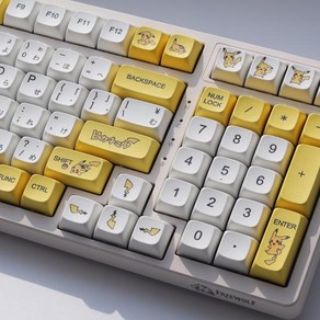 피카츄키캡 MOA BPT 열승화공법 키보드커스텀 개성있는 풀커버키캡, Pikachu XDA High Key Cap