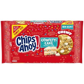 CHIPS AHOY! 츄이 컨페티 케이크 초콜릿 칩 쿠키 무지개 스프링클 생일 쿠키 패밀리 사이즈 407.7g(14.5온스)