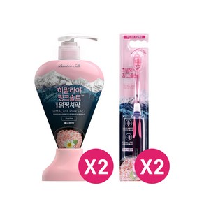 히말라야핑크솔트 펌핑치약 285g 플로럴 2개 + 히말라야핑크솔트 칫솔 2개, 1개