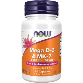 나우푸드 메가 mega D-3 엠케이-7 MK-7 180mcg 60베지캡슐, 1개, 60정