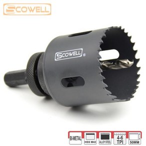 SCOWELL HSS 바이메탈릭 M42 코발트 8 47mm 딥 홀쏘 커터 아버 드릴 비트 세트 목재 금속 크라운 톱 절단용 1 팩, 19mm, 1) 19mm, 1개