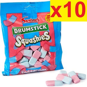 120g 열봉지 스위즐 드럼스틱 스쿼시 버블껌 Swizzels Dumstick Squashies Bubblegum Flavo, 10개