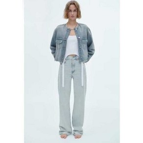 ZARA 여성점퍼 데일리룩 데님 자켓 스플라이스 스커트