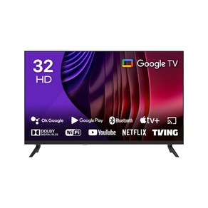 큐빅스 HD LED TV 81cm(32인치) 스마트 TV 구글 안드로이드 11 HDR 블루투스 WIFI 넷플릭스 유튜브 에너지효율 1등급 스탠드 벽걸이 방문설치, 스탠드형 택배배송