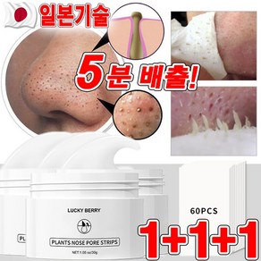 일본 1/1+1 블랙헤드 제거 코팩 코 피지 제거 각질케어 코 마스크팩 모공 포어 리무버 필링 클렌징팩 40회용 선물 랜덤 증정, 3개, 40매입, 30g