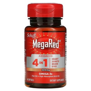 쉬프 MegaRed Advanced 4 In 1 Omega-3s 500 mg 40젤, 40정, 1개