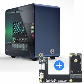 라즈베리파이5 미니타워 알루미늄 방열 케이스 [DT/ Navy] + M.2 NVMe SSD 쉴드[ECR5 SSDS]