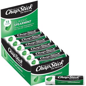 ChapStick 벌크 립밤 클래식 스피아민트 12팩 - 건조한 입술을 위한 시원하고 상쾌한 립 모이스처라이저 각 4.3g(0.15온스) 180986