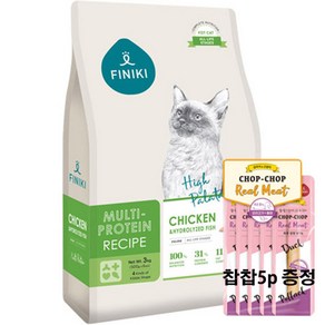 피니키 고양이 멀티 프로테인 치킨 & 피쉬 6kg + [증정] 피니키 찹찹 미트스틱5p, 5개