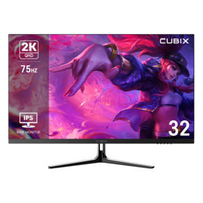 큐빅스 IPS 패널 81.28cm 32인치 컴퓨터 모니터 QHD 내장스피커 게이밍 사무용 CX-320Q75 벽걸이 모니터암 사용가능