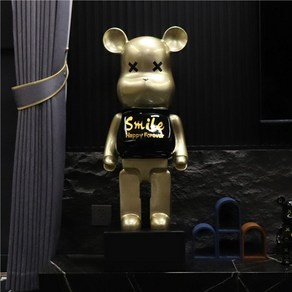 베어브릭 저금통 대형 피규어 플래시드릴공예 인테리어 장식품 50cm, 골드Smile 50cm(받침대 불포함)