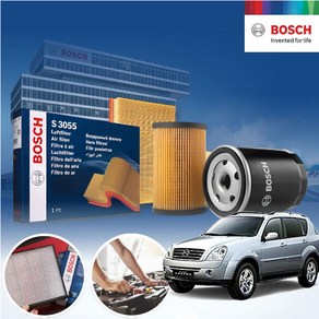 렉스턴2(슈퍼)(06~12) 2.7 디젤 BOSCH 에어크리너 오일필터 2종세트 9L 필요 a2070+o012 KPT-5560476 cs04012, 1개