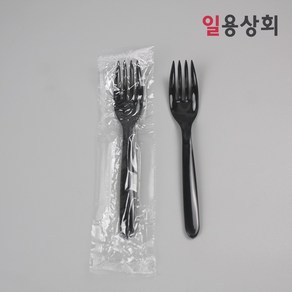 [ILYONG] 일회용 포크 CI 160mm 줄줄이 개별포장 1000개 검정