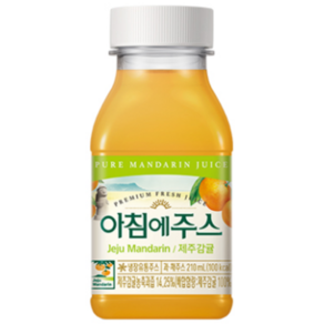 서울우유 아침에주스 제주감귤 210ml(아이스박스포장), 36개, 210ml