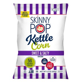 SkinnyPop Popped Sweet & Salty Kettle Popcon Glu 스키니팝 팝드 스위트 앤 솔티 주전자 팝콘 프리 비건 팝콘 비 GMO 건강, 150g, 1개