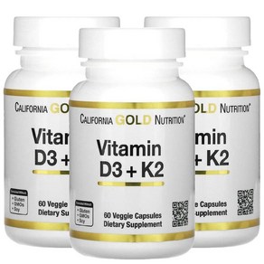 CGN 비타민D3 K2 고약사 약들약 캘리포니아골드 Vitamin D3 60캡슐 3병, 60정