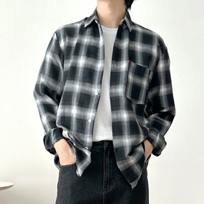 로아 남자 루즈핏 체크 남방 캐주얼 긴팔 셔츠 대학생 캠퍼스룩 7colo