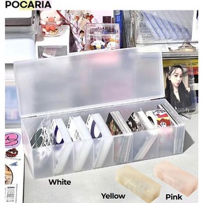 Pocaia 포토카드보관함 반투명 3색 칸막이 포카슬리브 포토카드통 탑로더, 핑크, 1개