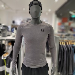 [언더아머] NC강남점 가볍고 내몸에 꼭 맞는 최고의 운동복 남성 HeatGea 아머 컴프레션 긴팔 티셔츠 그레이 1361524-[090]