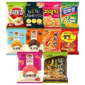 [조한스토어] 농심 과자 세트 10종 스낵 모음 봉지과자, 90g, 1개