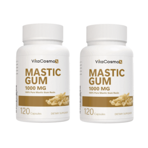 [미국제조사 직배송] 2병 VitaCosmoX 비타코스모엑스 매스틱검 매스틱 검 Mastic Gum 1000mg 120캡슐, 2개, 120정