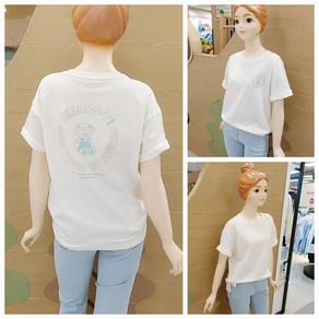 [소이주니어]논현점 23년여름신상 ** 시원한소재 뒷모습 포인트 ** 팔길이 5부 베어 루즈티 **마네킹 키 155 11호 착용