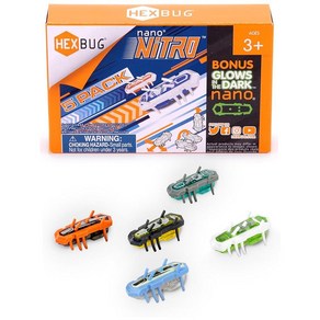 HEXBUG 나노 니트로 5팩 진동 기술이 적용된 감각 고양이 장난감 STEM 키트 미니 로봇 만 3세 이상 배터리 포함 멀티컬러, 1개