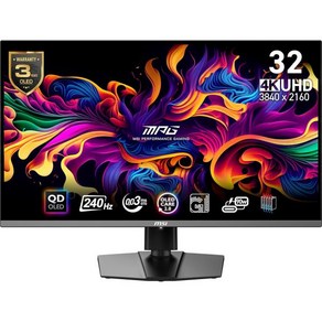 MSI MPG 321URX QDOLED 32인치 4K UHD 퀀텀닷 OLED 게이밍 모니터 3840 x 2160 0.03ms 240Hz 트루 블랙 HDR 400 90W USB, 1개