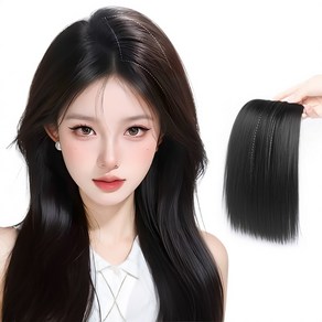 HAIRCUBE 정수리 옆머리 볼륨커버 가발 인모 헤어피스 똑딱핀 부분가발 내츄럴 블랙