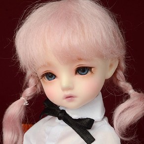 돌모아 구체관절인형 가발 USD 26cm 모헤어 양갈래 땋은머리 핑크 (6-7) Sayomi Mohai Wig (Pink), 1개