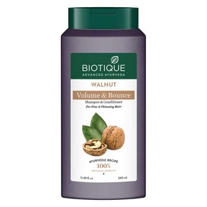 바이오티크 Biotique 호두 볼륨 앤 바운스 샴푸 및 컨디셔너 340 ml 가는 모발을 위한 볼류마이징 100%식물성추출물, 1개, 340ml