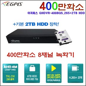 이지피스 400만 8채널 CCTV 녹화기(QHDVR-4108QS_265+2TB HDD)외 추가상품